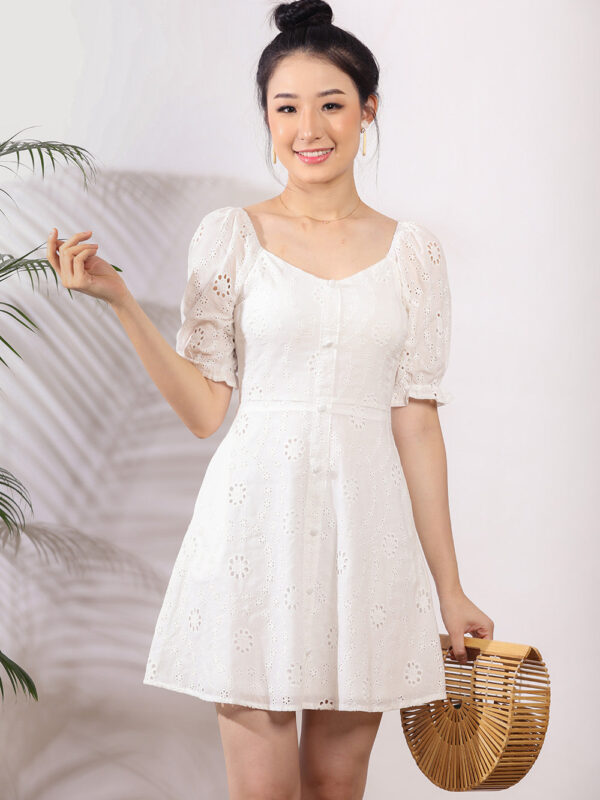 Nerice Eyelet Dress in White