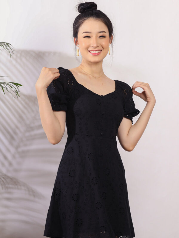 Nerice Eyelet Dress in Black