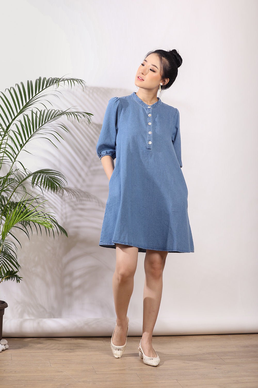 Kellan Denim Dress in Light Wash - Image 6