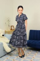Marion Shirt Collar Printed Midi Dress