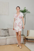 Danara Midi Dress in Rust Pink Floral Print