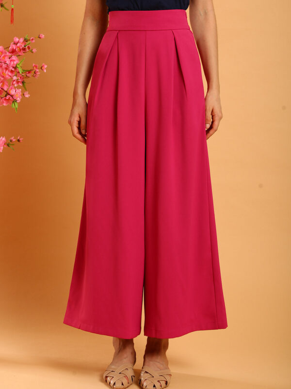 Liesa Wide Leg Pants in Plum Pink
