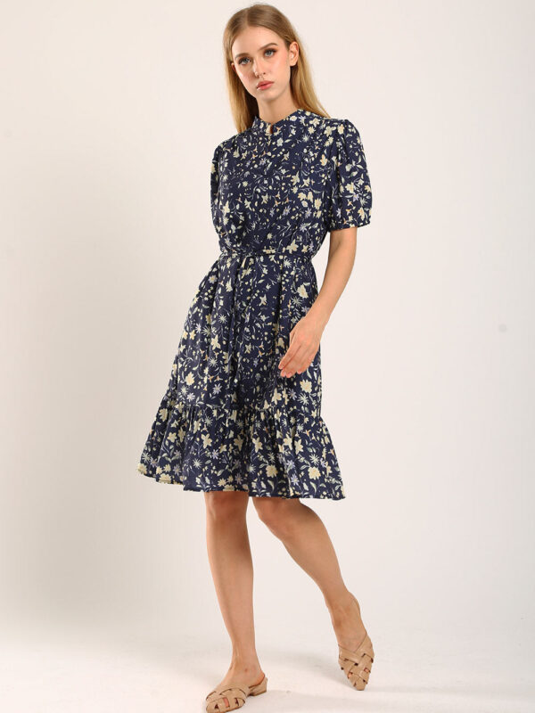 Maxinne Midi Dress in Navy Floral