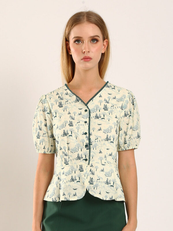 Felizia Top in Green Floral