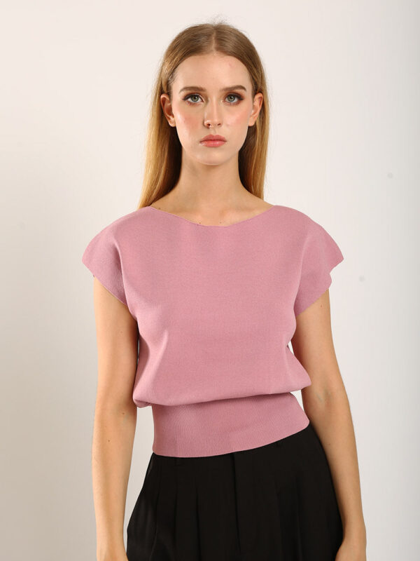 Graciela V-Slit Knit Top in Dust Pink