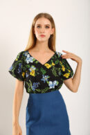 Merlyn Eyelet Top in Black Floral