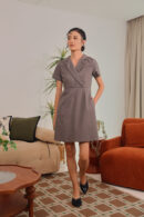 Callista Notched Collar Work Dress in Ash Mocha