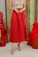 Sayuri Slit Skirt in Mulberry Red