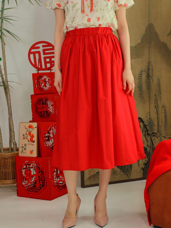 Eleanor Flowy Maxi Skirt in Crimson Red