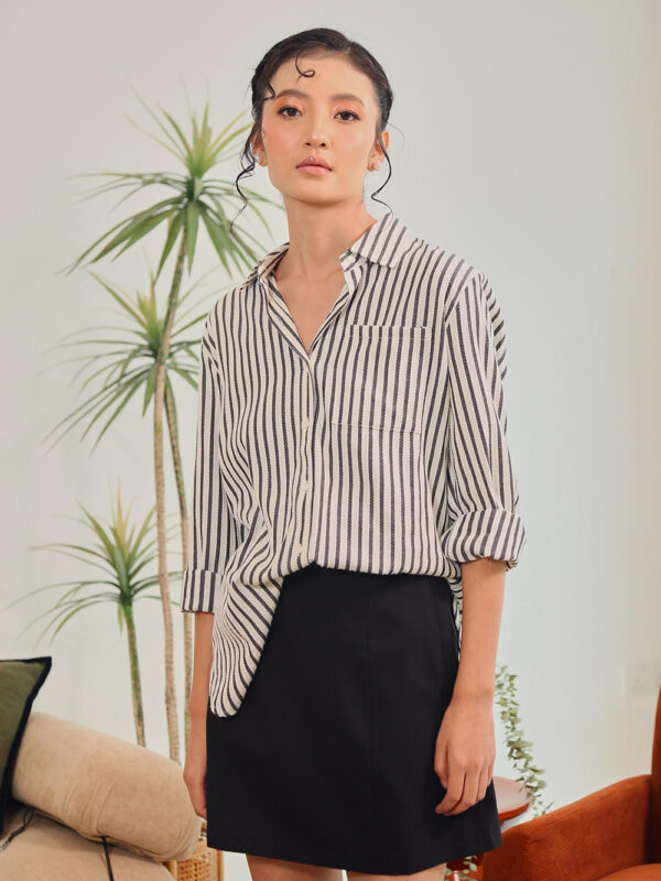 Amilea Striped Shirt in Black Sand