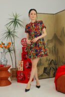 Marivelle Floral Cheongsam Dress in Midnight Bloom