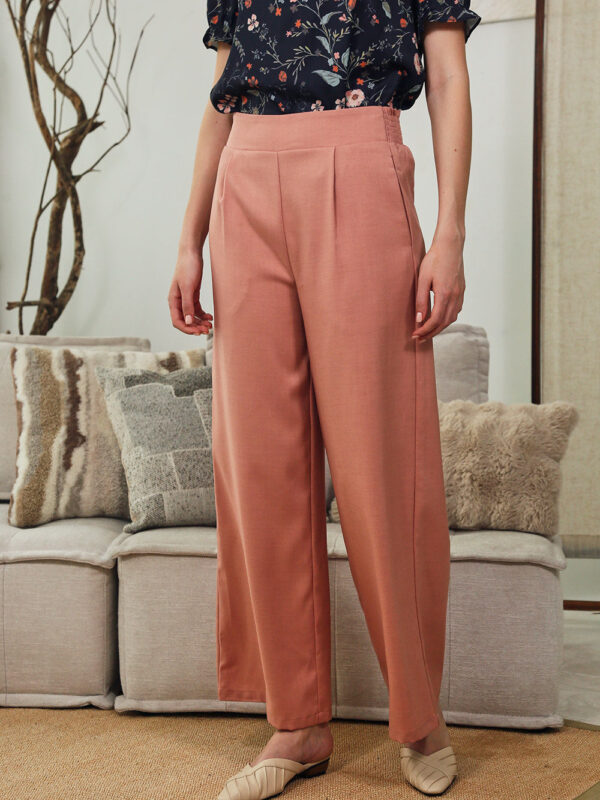 Mara High Waist Wide Leg Pants in Rosewood
