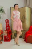 Meilyn Lace Cheongsam Dress in Blush Rose