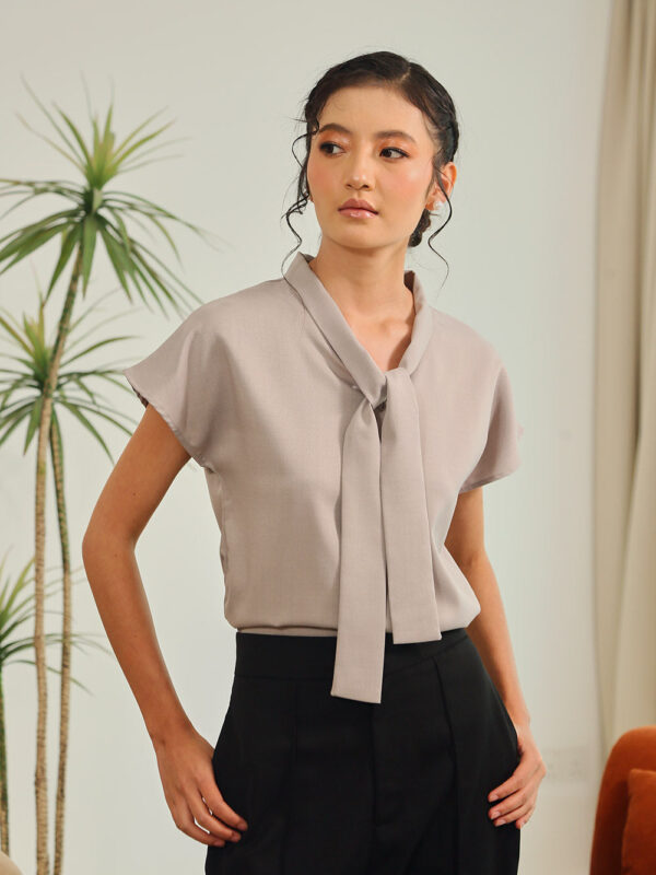 Graciela Sash Detachable Blouse in Slate Grey