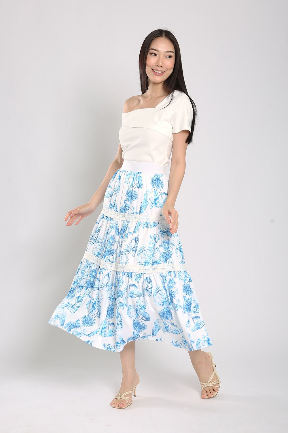 Albertha Tier Skirts in Blue Prints - Image 4