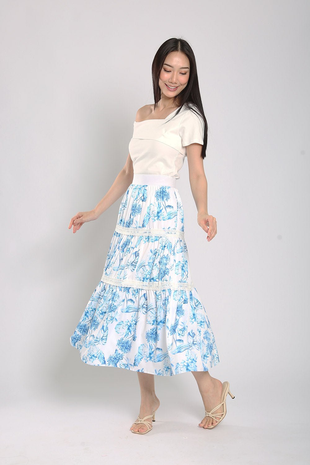 Albertha Tier Skirts in Blue Prints - Image 6
