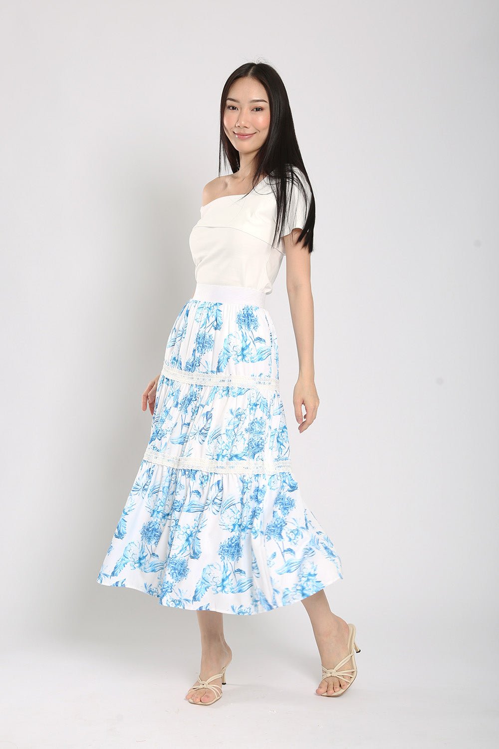 Albertha Tier Skirts in Blue Prints - Image 2