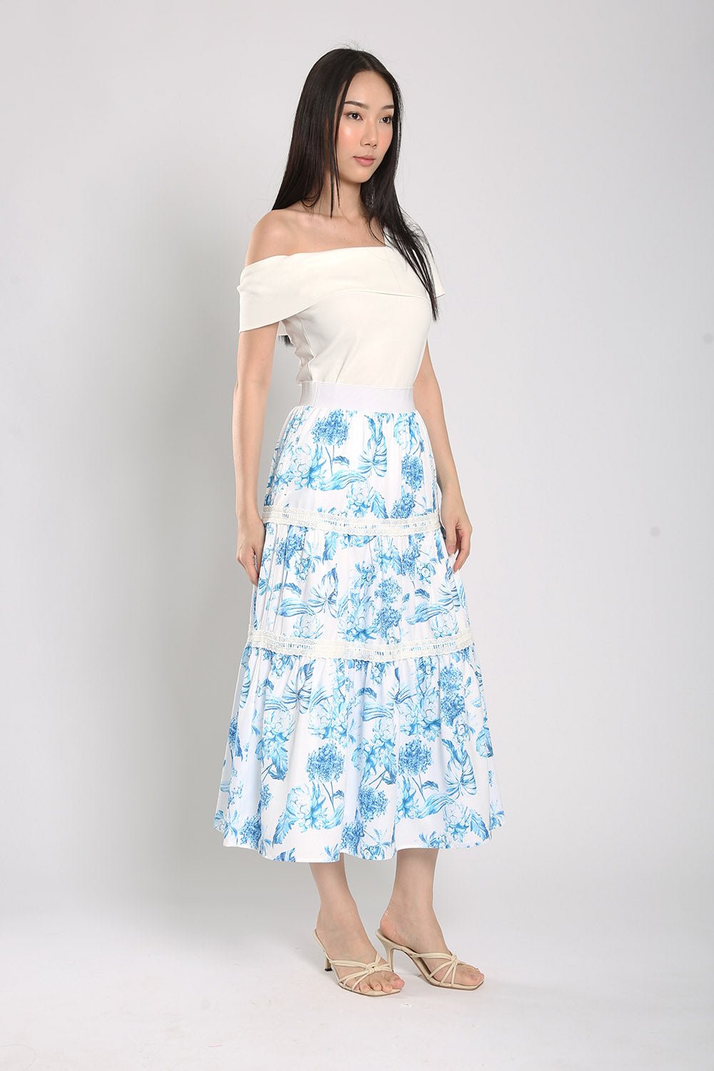 Albertha Tier Skirts in Blue Prints - Image 5