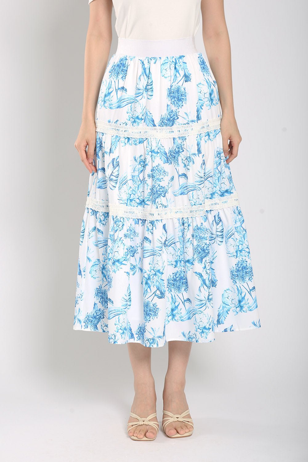 Albertha Tier Skirts in Blue Prints