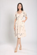 Katrine Floral Printed Dress in Apricot