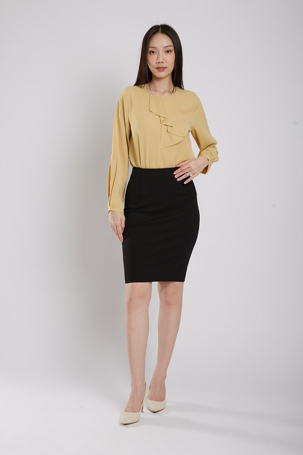 Lisette Pencil Ultra-Stretch Skirt in Black - Imej 5