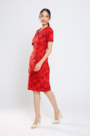 Hensely Light Floral Print Cheongsam In Red