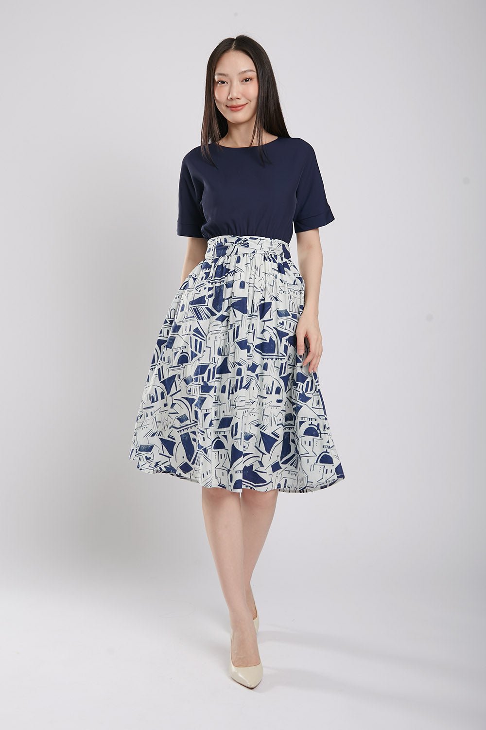 Sander Midi Dress in Navy Blue - Image 3