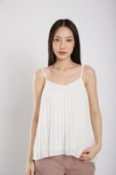 Valeria Pleat Top in White