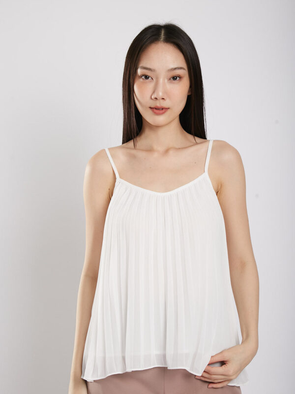 Valeria Pleat Top in White