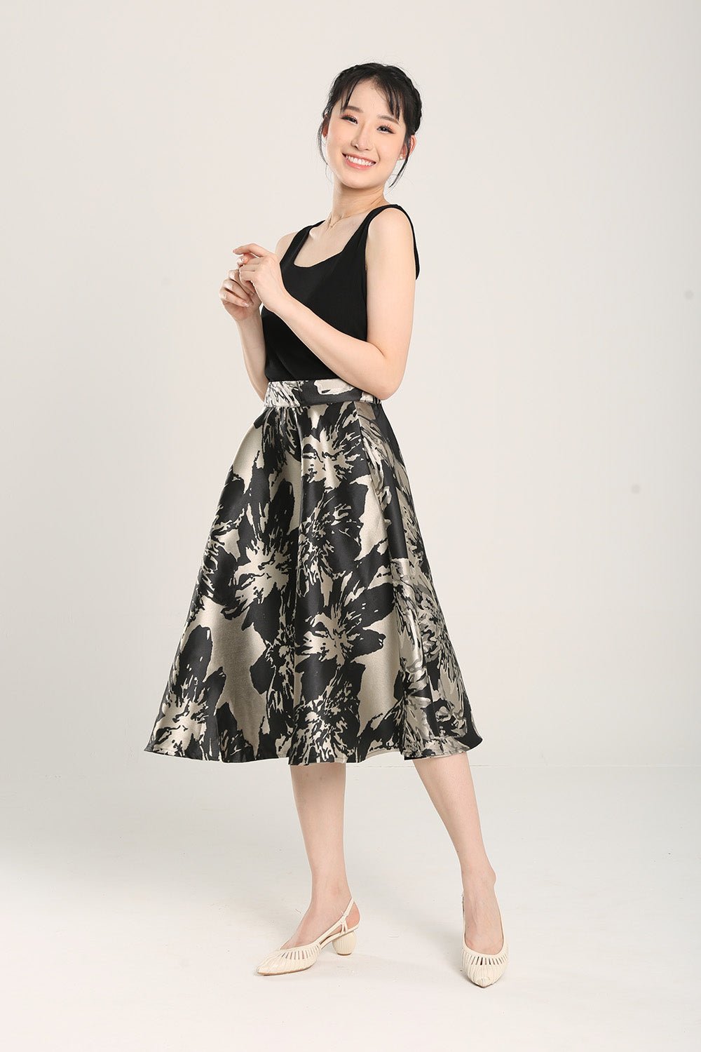 Malene Floral Skirts in Black Silver - Image 10