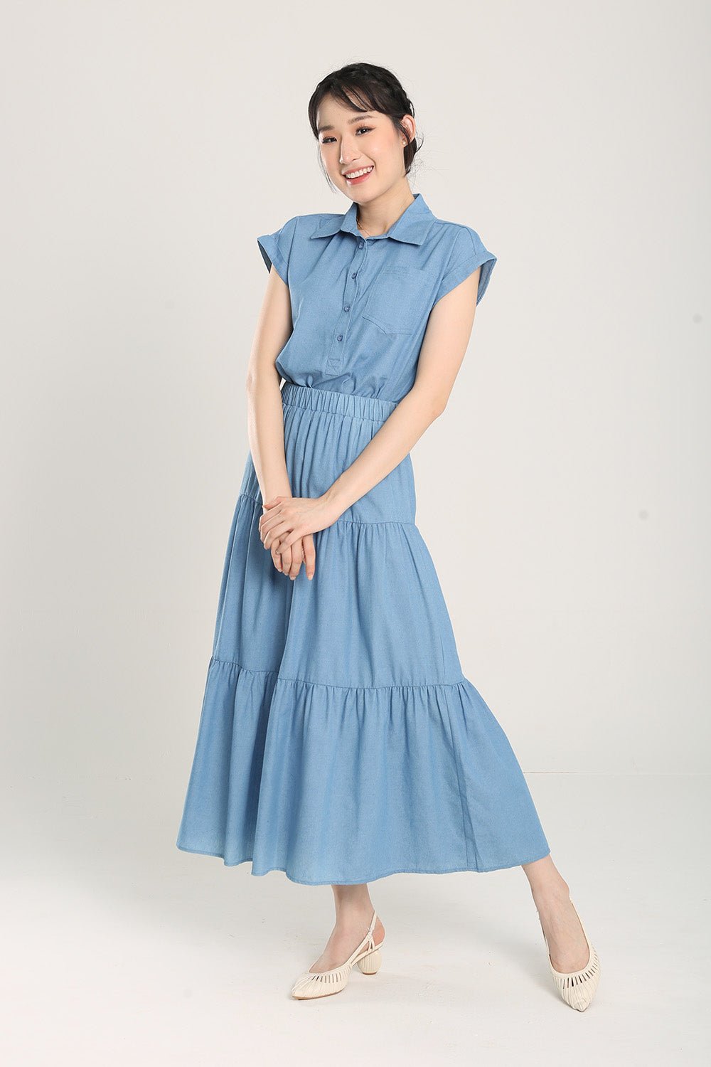 Lindea Tiered Skirts in Denim Blue - Image 2
