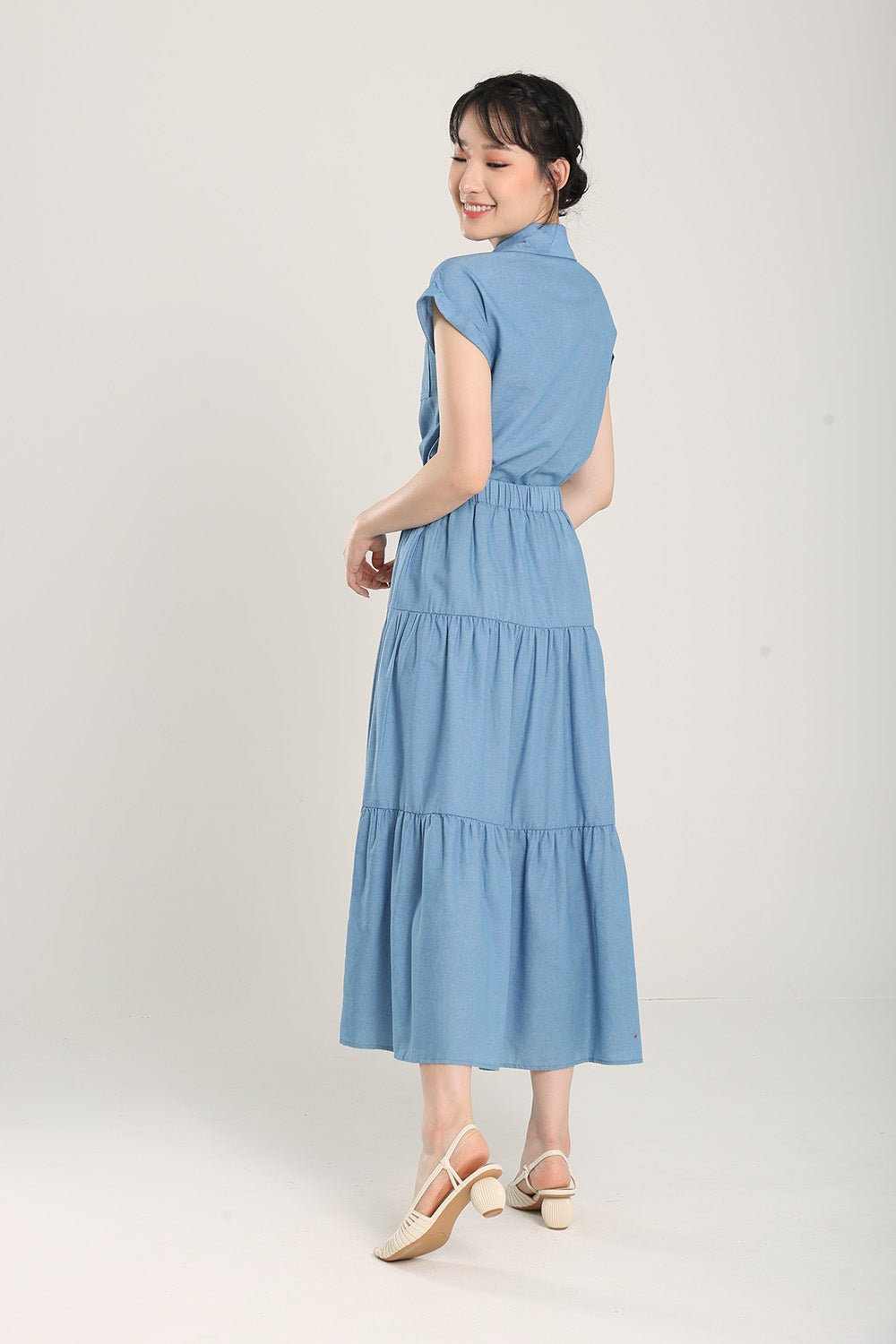 Lindea Tiered Skirts in Denim Blue - Image 5
