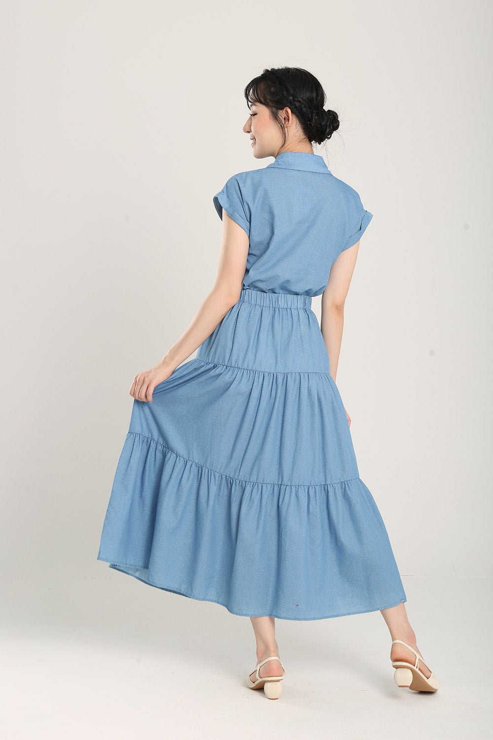 Lindea Tiered Skirts in Denim Blue - Image 6