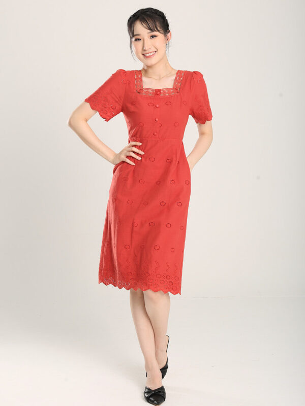 Glydel Maxi Crochet Dress in Red