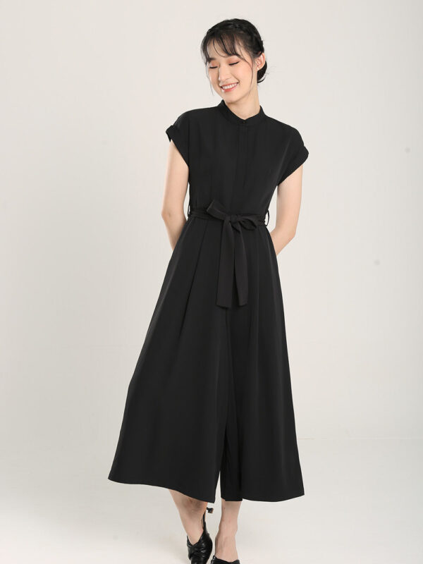 Sofina Sashed Jumpsuit in Black