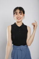 Channa Polo Collar Knit Top in Black